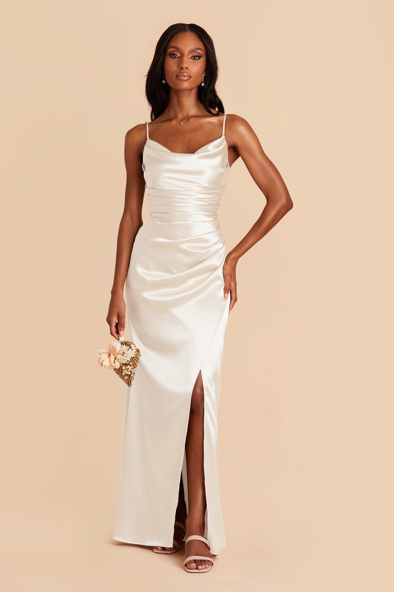 long white satin dress